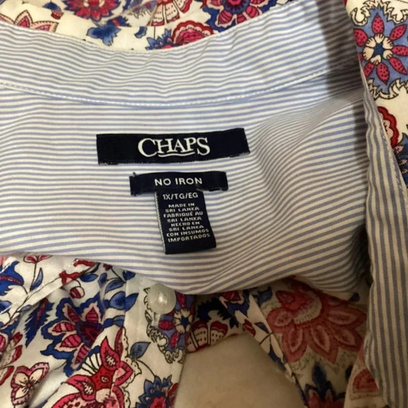 Chaps blouse womens SZ 1X No Iron button down floral feminine western cl… - Picture 5 of 8